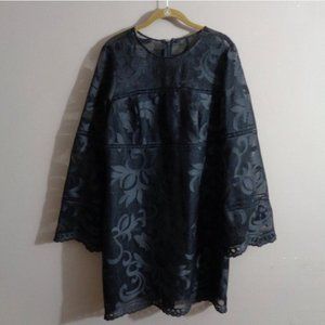 Nanette Lepore Sz 14 Black Lace Bell Sleeve Dress